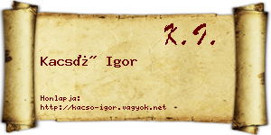 Kacsó Igor névjegykártya